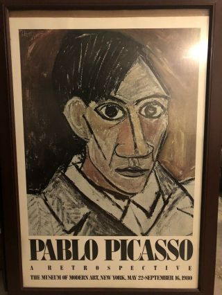 Pablo Picasso Poster “a Retrospective” 1980 Moma 24 " X36 " Nyc Vintage Classic