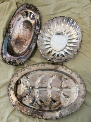 Vintage,  Silver - Plated Serving Trays,  Vintage,  Various Sizes,  Set Of 3 For $45