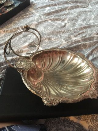 Antique/vintage Silver Plated Serving Shell Dish. 2