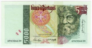 Portugal 1998 Issue 5000 Escudos Banknote Rare Gem - Unc.  Pick 190e.