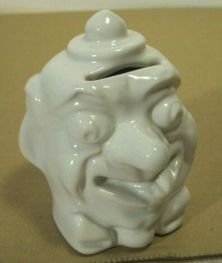 1930 ' s COORS POTTERY PORCELAIN CLOWN BANK RARE GOOFY & SCARY BUG EYED FIGURINE 2