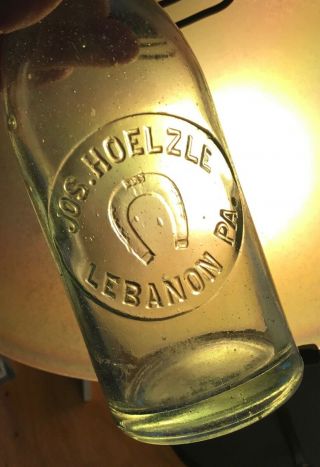 Antique Lebanon Pa Soda Blob Top Bottle Joe Hoelzle Horseshoe 1800s Advertising