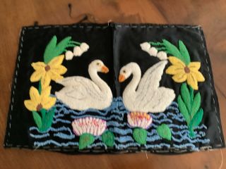 Vintage Hand Raised Embroidered Panel 21 1/2 X 14 1/2