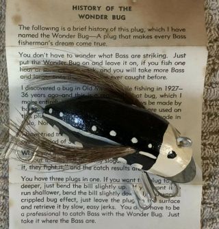Vintage Mike Hildreth Wonder Bug Wood Fishing Lure Box & Paper