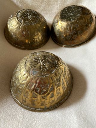 Set Of 3 Islamic Brass Bowls
