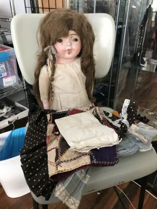 Vintage 1920s Composition Cloth Girl Doll 25” Tall With Clothes
