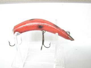 Vintage Kautzky Lazy Ike Wood 2 Lure Tough Red With Black Spots