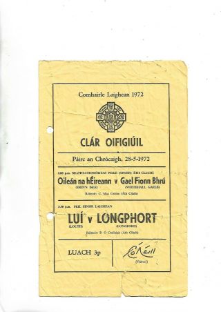 1972 Gaa Football Rare Leinxter Cup At Croke Louth V Longford
