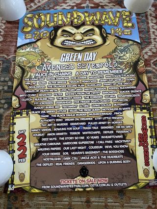 Soundwave 2014 Australian Music Fest Concert Tour Poster Rare Gwar Green Day