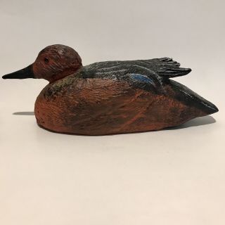 Antique Hand Carved And Painted Wooden Life Size Wood 13 " Red/black Duck Decoy