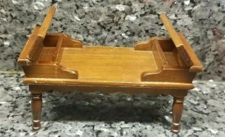 Rare Vintage Large All Wood Dollhouse Coffee Table With Opening Cubby Ends