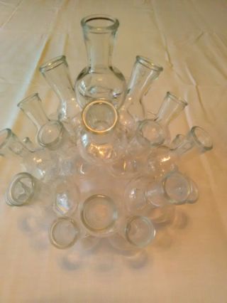 Clear Glass Centerpiece Multiple Flower Bud Vases Ring Wreath 2 Tier