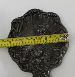Antique Hope Silver Co plate Handheld Round Dresser Mirror water lilies 3