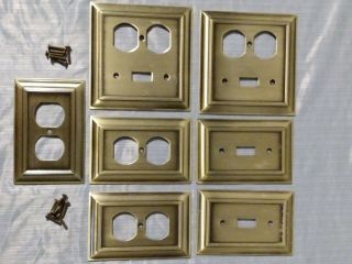 7 Vintage State Star Corp.  Brass Switch Plate Receptacle Wall Covers W/ Screws