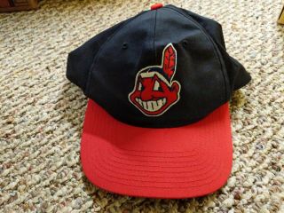 Rare Vtg Cleveland Indians Baseball Chief Wahoo Snapback Hat Cap 90s Tomahawk