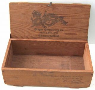 Antique Wooden Dragon Confectionery Co.  Candy Box Santa Ana California Redwood