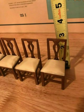 Dollhouse miniatures set of 4 Chippendale Side Chairs 1980s 3