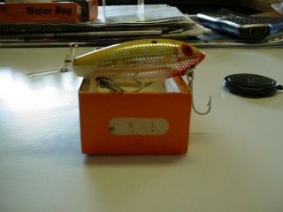 Vintage Wood Bomber Lure Model 581 Yellow Metascale Color Looks In Right Bo