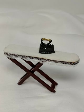 Vintage Dollhouse Miniature Ironing Board With Iron