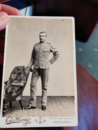 A Rare Early Cabinet Card Of Military Subject By A.  Hing Studio Hong Kong.  3