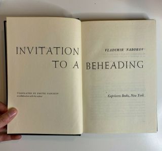 Invitation To A Beheading,  Vladimir Nabokov Capricorn Books Edition 1965 3rd Im
