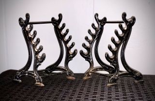 Pair Antique Victorian 1800’s Wrought Iron 6 Quill Fountain Pen Holder 4 5 Vgc