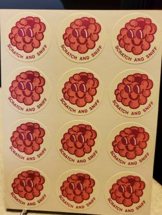 Rare Vintage Ctp Scratch And Sniff Stickers - 1977 - Raspberry