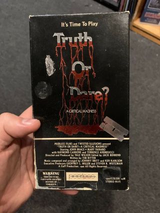 Truth Or Dare Vhs Horror Sov Cult Rare Gore Tim Ritter B Movie