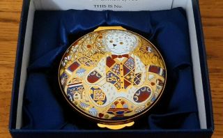 Rare Royal Crown Derby Imari Teddy Bears Picnic Enamel Box - Boxed -