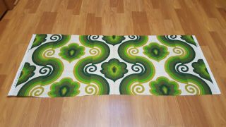 Awesome Rare Vintage Mid Century Retro 70s Fancy Green Floral Swirl Fabric Look