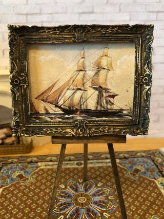 Vintage Dollhouse Framed Naval Print - The H.  M.  Brig " Waterwitch " 1:12