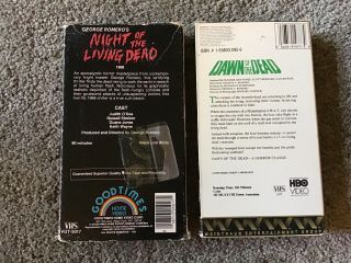 Night Of The Living Dead & Dawn Of The Dead Vhs Tapes Both Rare Vtg 2