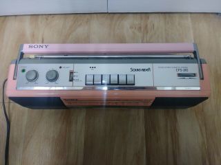 Rare Vintage Pink Sony Sound Rider CFS - 210 Boom Box Tape Deck Player Radio 2