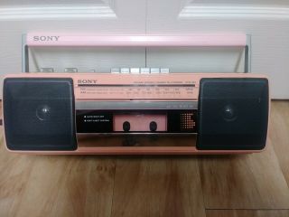 Rare Vintage Pink Sony Sound Rider CFS - 210 Boom Box Tape Deck Player Radio 3