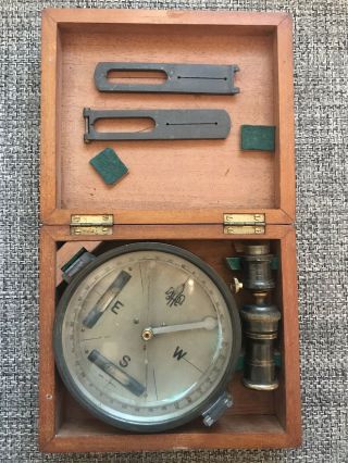 Antique Surveying Compass - Made In England - Wood Box