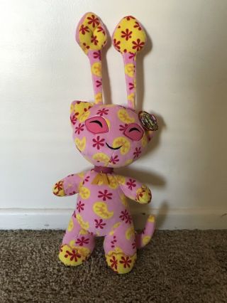 Neopets Disco Aisha Plush Plushie Stuffed Toy Doll Rare Standing Pink Yellow 11”