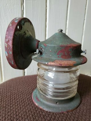 Antique Copper Outdoor Porch Light Sconce Fesnel Lensed Awesome Patina