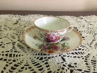 Antique Porcelain Dresden Tea Cup/saucer Hermann Ohme 1885/1900