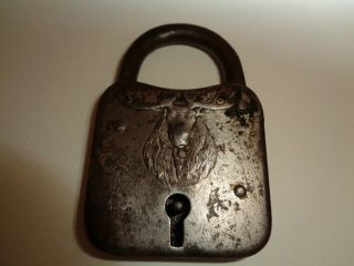 Antique Skeleton Key Moose Padlock No Key