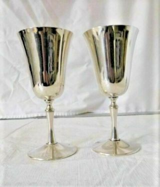 Set Of 2 Vintage El De Uberti Silverplated Wine Goblets