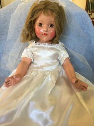 Effanbee 20” Anne Shirley Antique Composition Doll Sleepy Eye Vtg Wedding Bride