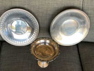2 Silver Trays Vintage Reed & Barton 1202 & Silver Footed Candy Dish
