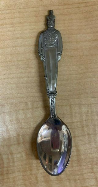 Sterling Silver Full Figure Us Military Soldier Souvenir Demitasse Spoon 4 " Tall