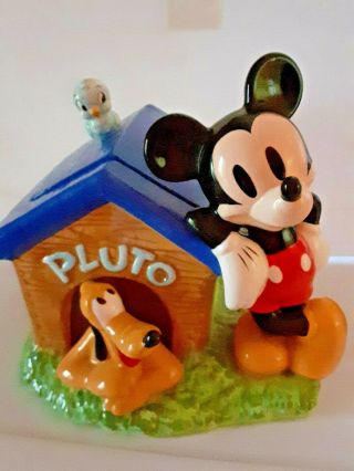Vintage Large Rare Disney/china Mickey,  Pluto & Blue Bird Talking Cookie Jar