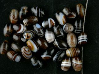 32pics Rare Tibetan Natural Agate Dzi Stripes Small Beads X047