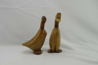 Dcuk Life Size Set Of Vintage Wood Ducklings Bamboo Mcm Mid Century