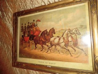 Antique/vintage Currier & Ives Print “four In Hand”