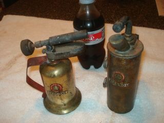 Antique Mini Gasoline & Alcohol Brass Blow Torches The Lenk Manufacturing Co