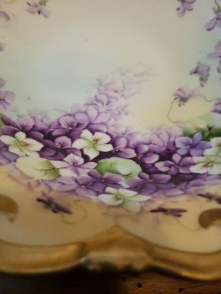 Royal Vienna Serving Bowl RARE purple flowers w gold trim 2