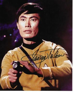 George Takei Autograph Hand Signed " Mr.  Sulu " Star Trek 8x10 Color Photo Rare